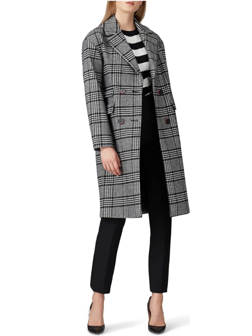 NVLT Glen Plaid Double Breasted Coat NWT